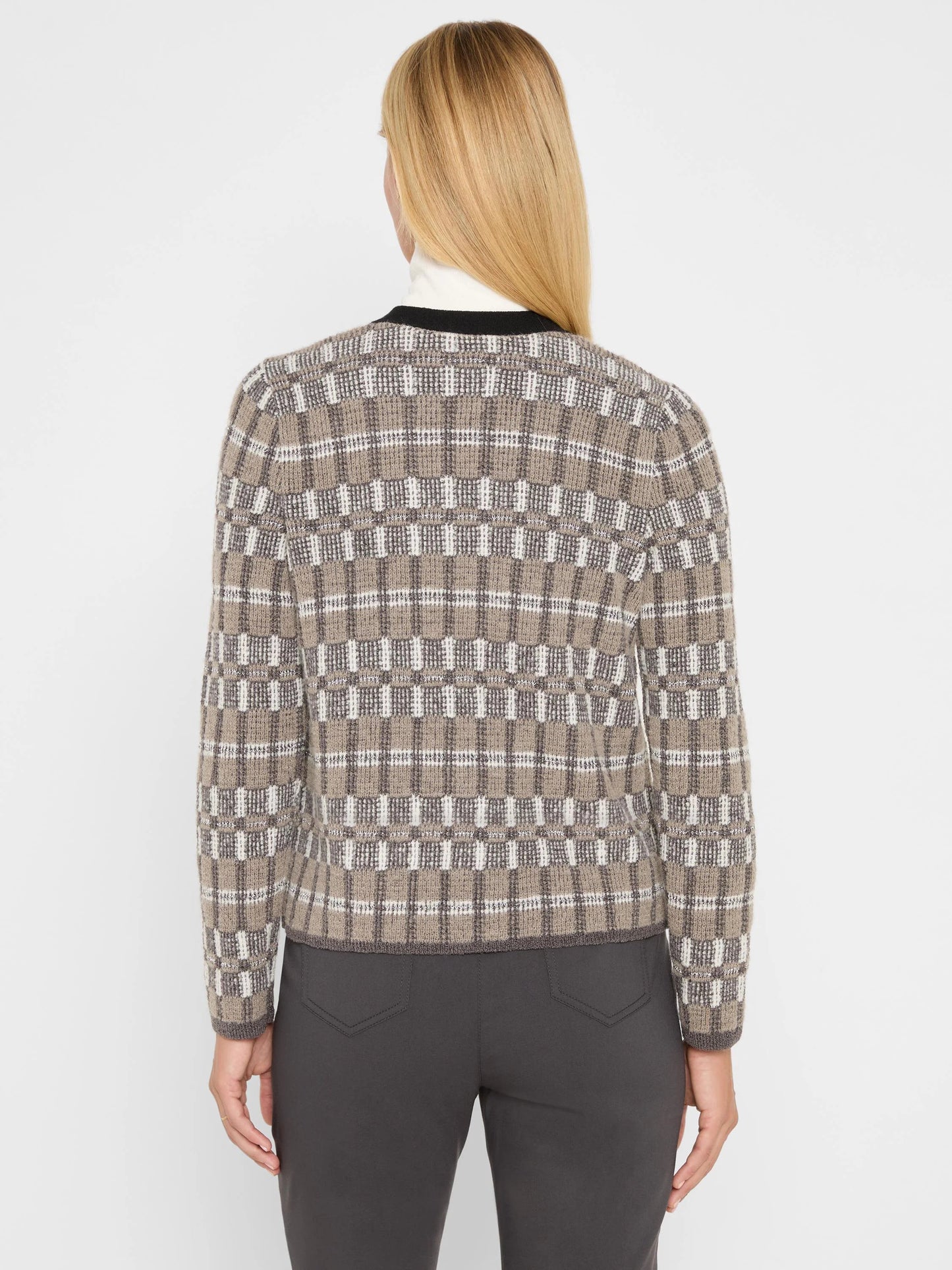 Grid Mix Sweater Cardigan