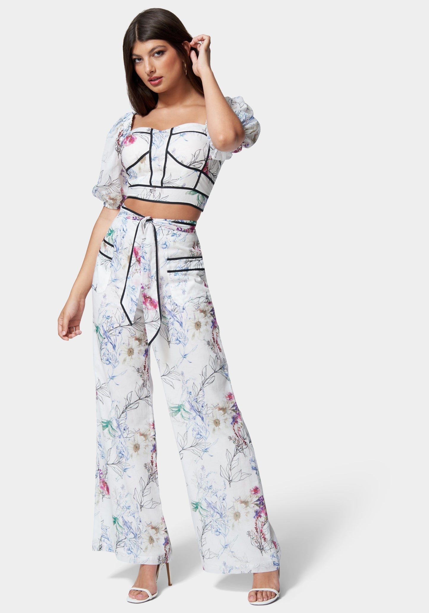 Printed Bustier With Contrast Taping