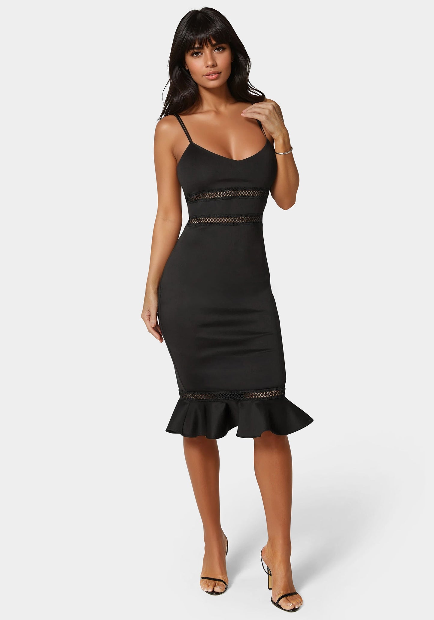 Lace Trim Flounce Dress