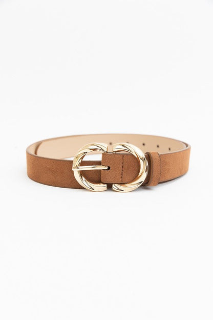 Yuna Double Ring Twisted Faux Leather Belt Brown