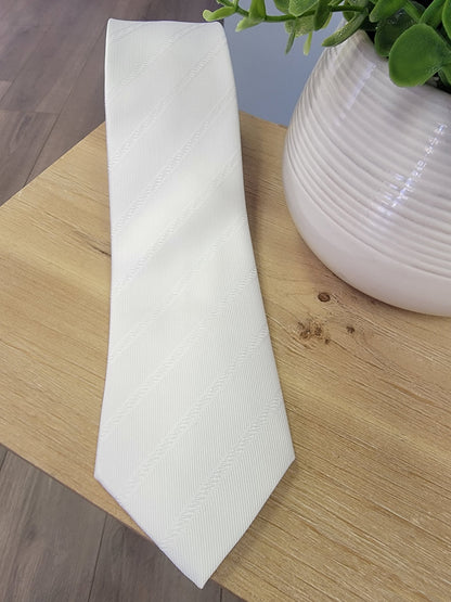 White Temple Tie - Striped