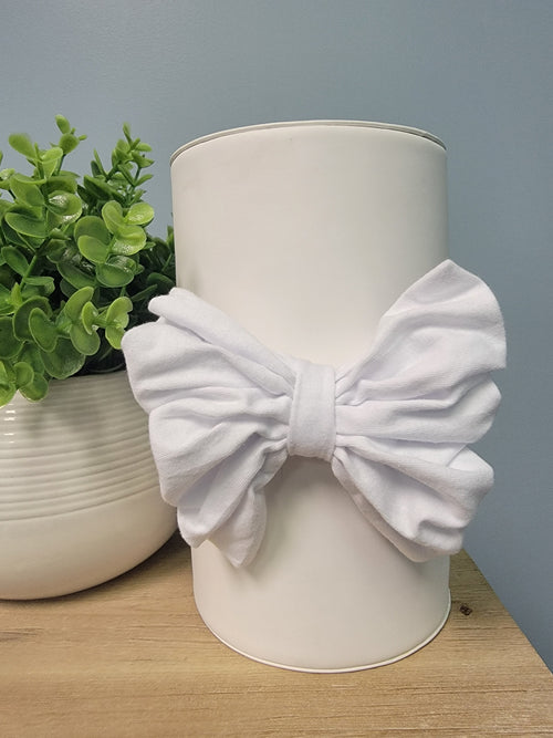 White Fabric Headband with Bow