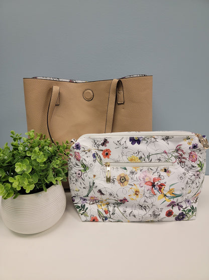 Reversable Temple Tote - White/Tan