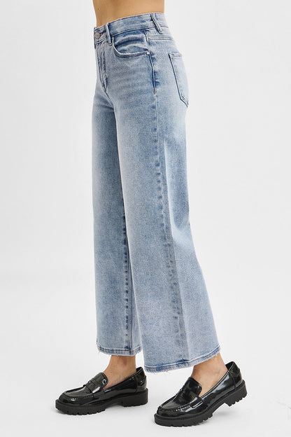 Kenna High Rise Cropped Wide Leg Jeans Light Wash