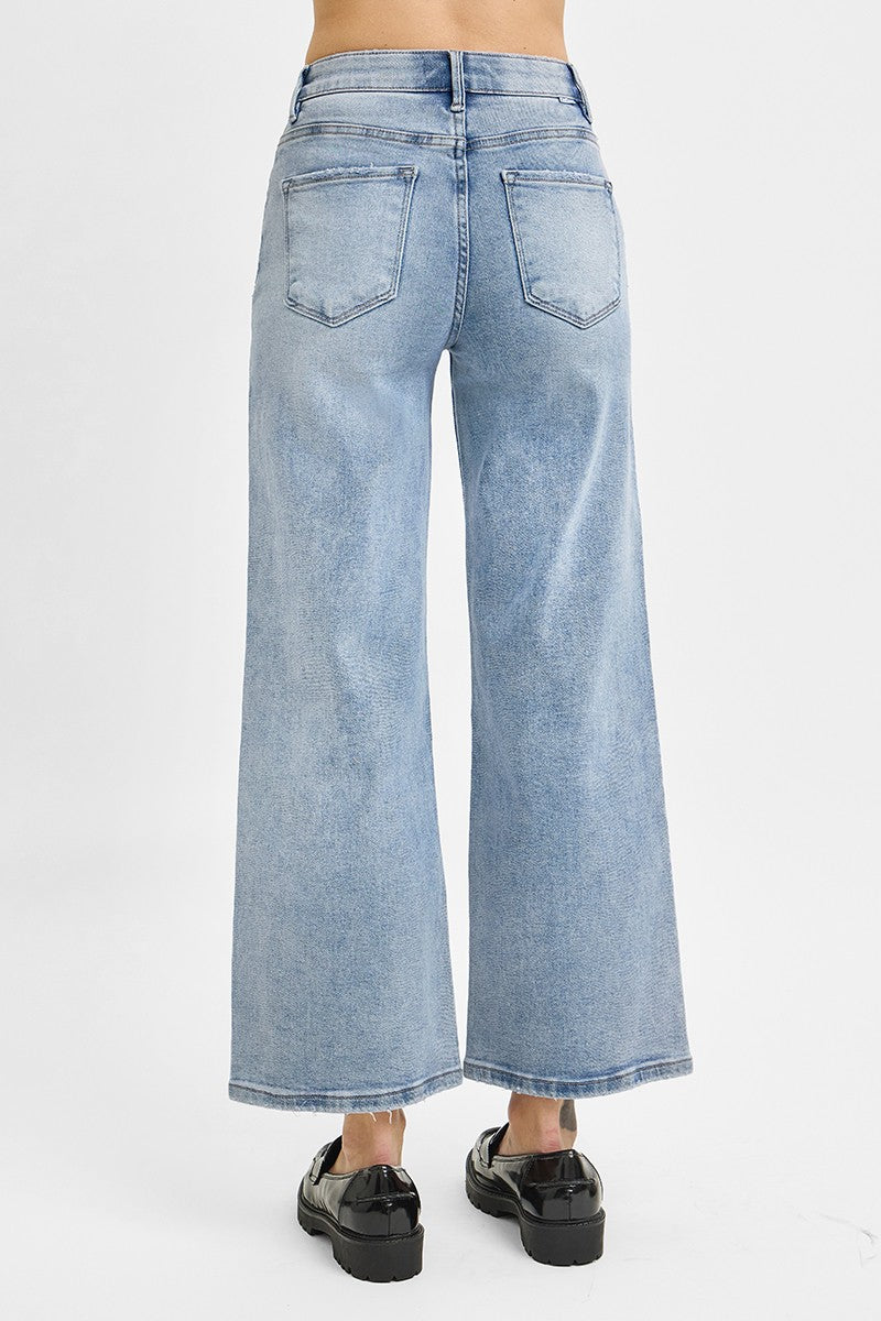 Kenna High Rise Cropped Wide Leg Jeans Light Wash