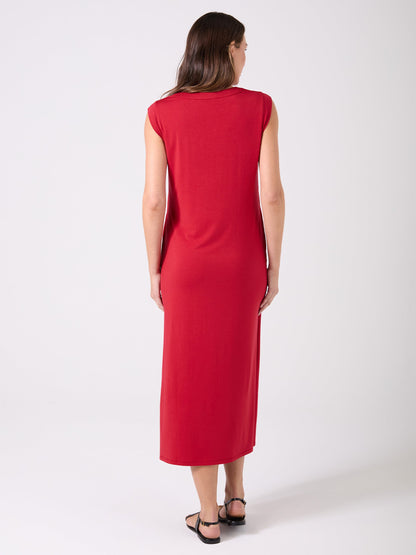 Everly V Neck Maxi  Dress - Cherry