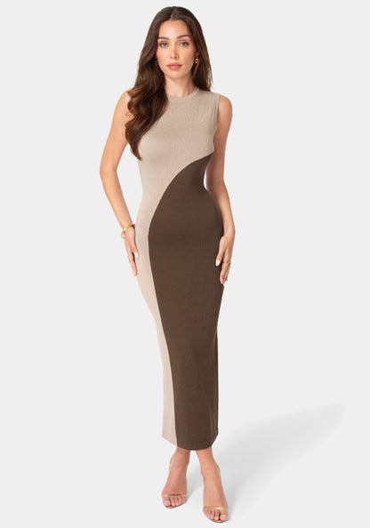 Colorblock Sleeveless Maxi Dress