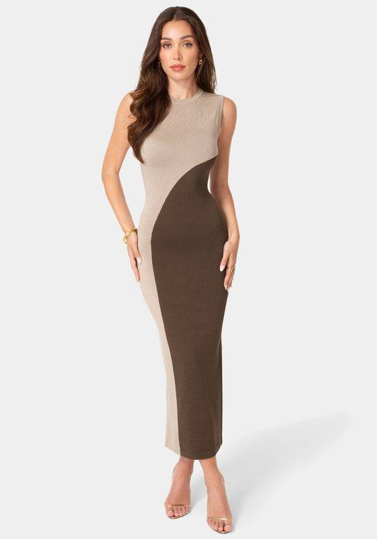 Colorblock Sleeveless Maxi Dress
