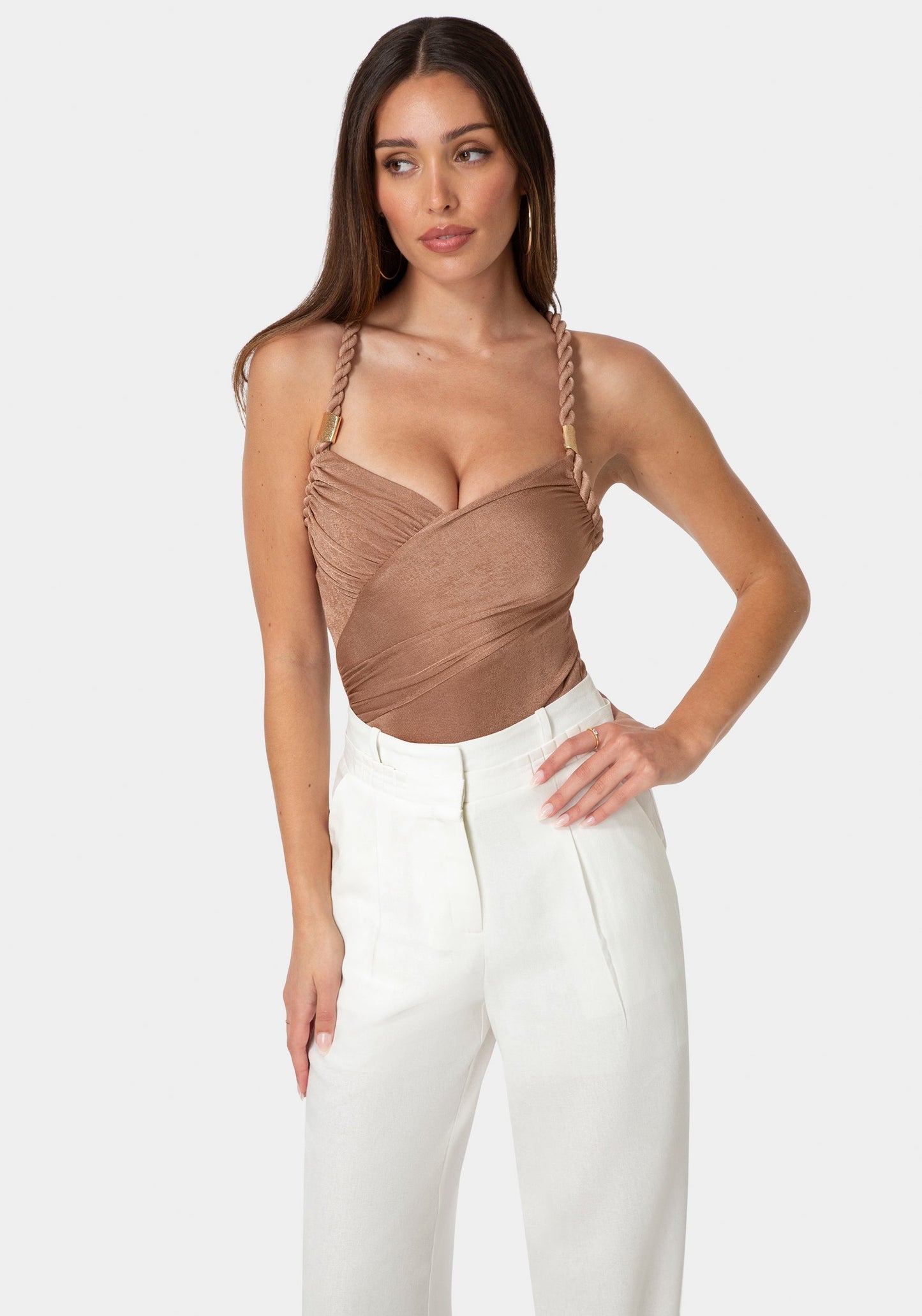 Twisted Strap Draped Bodysuit