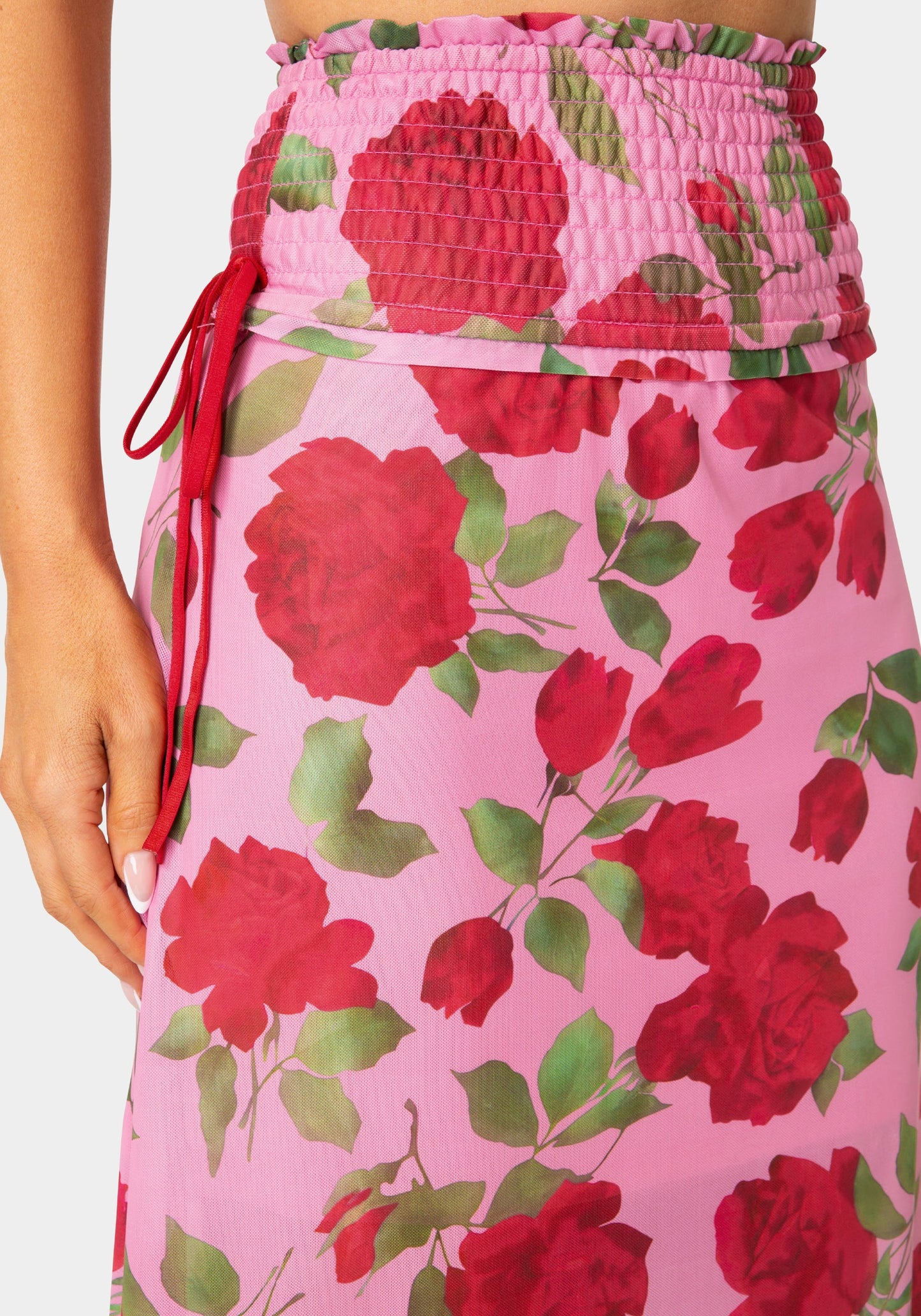 Floral Printed Mesh Maxi Skirt