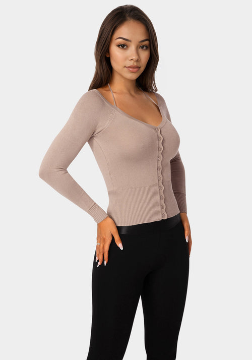 Light Weight Halter Neck Tie Cardigan