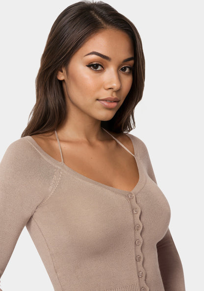Light Weight Halter Neck Tie Cardigan