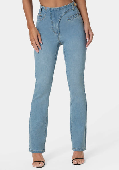 Natural Waist Straight Leg Jeans