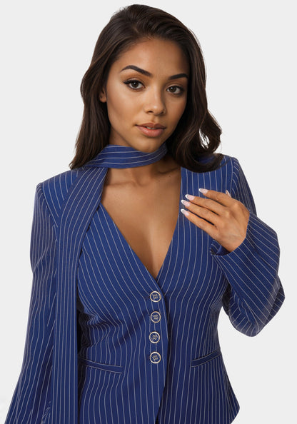 Tailored Stripe Scarf Blazer