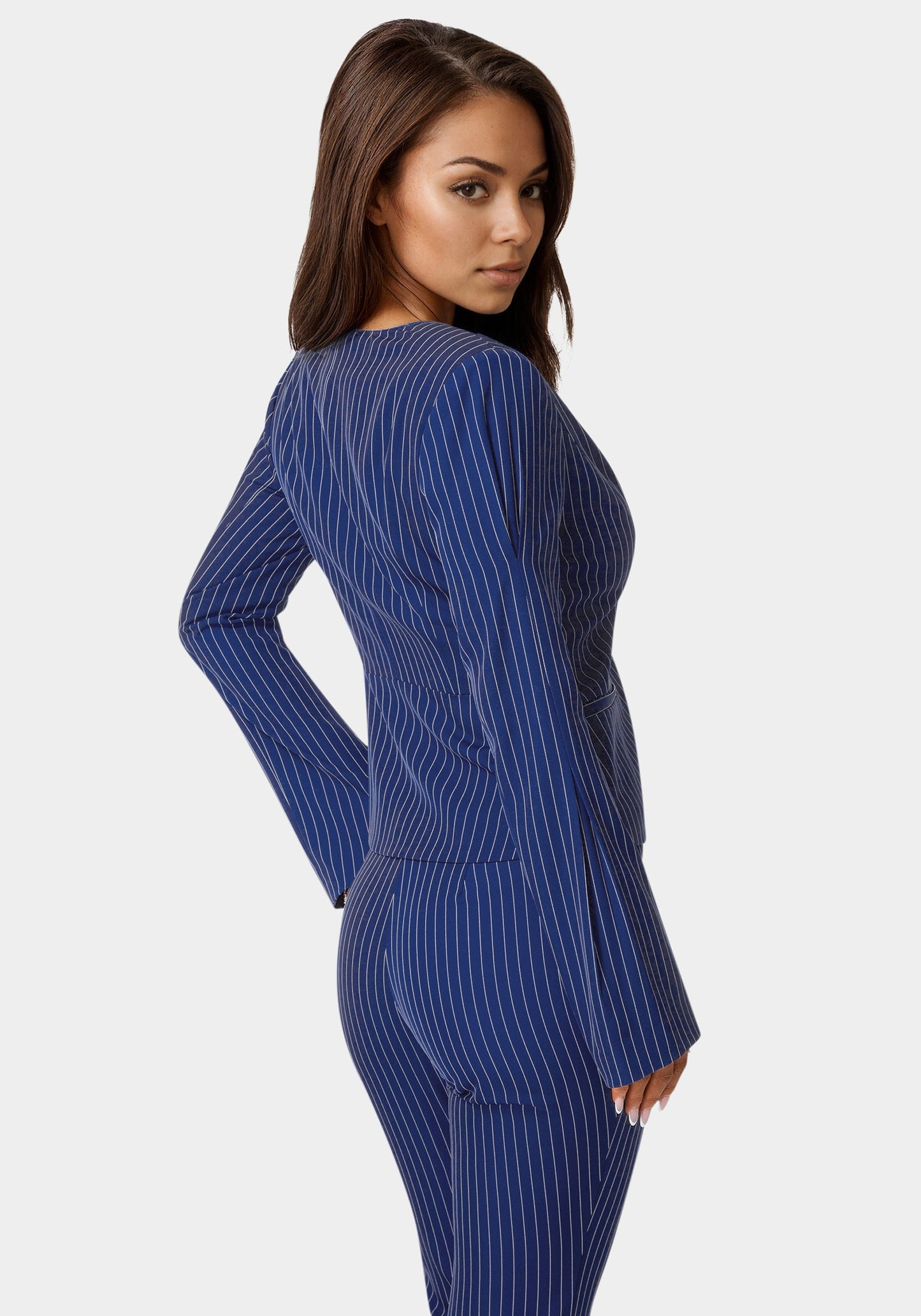 Tailored Stripe Scarf Blazer