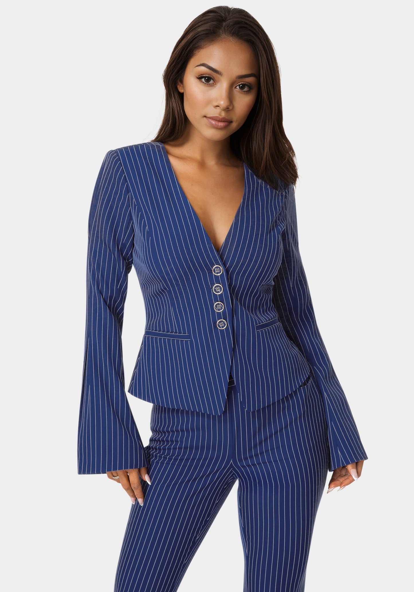 Tailored Stripe Scarf Blazer