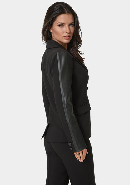 Tailored Vegan Leather Combo Blazer