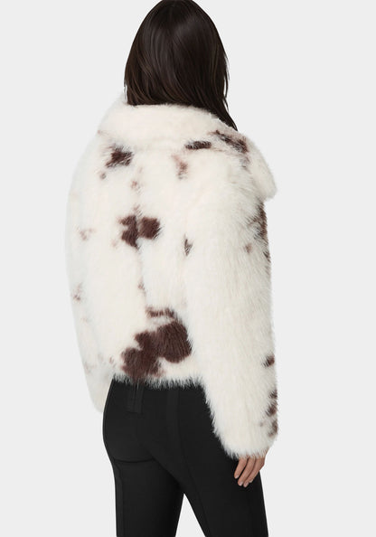 Faux Fur Animal Print Short Jacket
