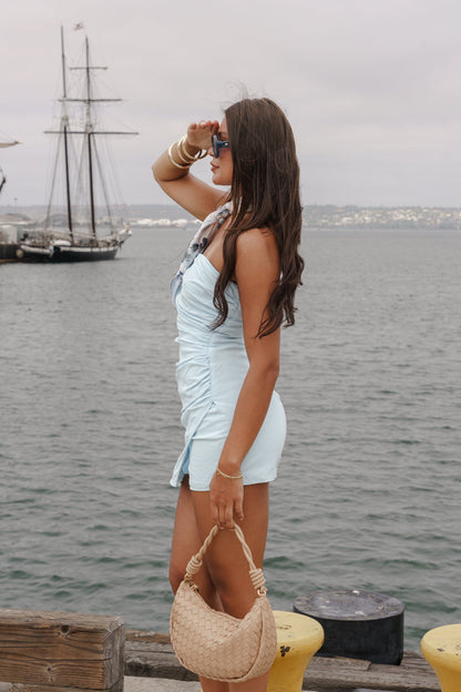 Waitlist 7/31 • Reign Sleeveless Asymmetrical Romper Blue