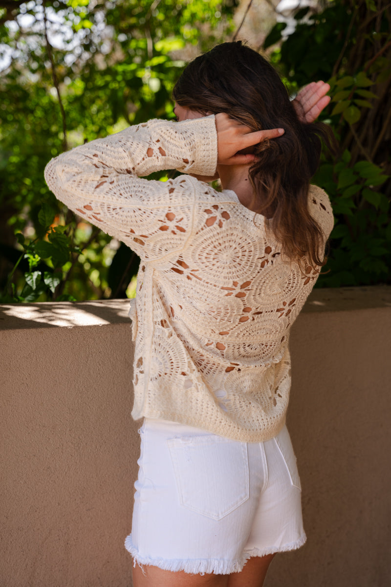 Avra High Rise Frayed Hem Denim Shorts White