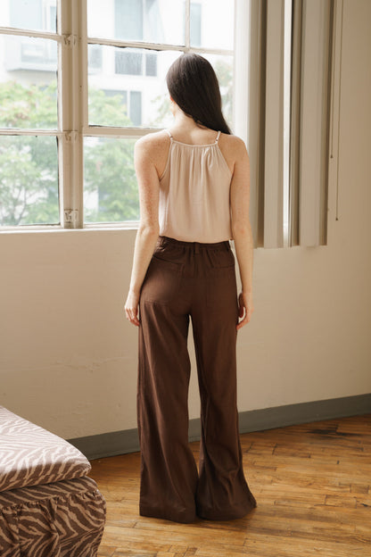 Josephine Sleeveless Pleated Top Beige