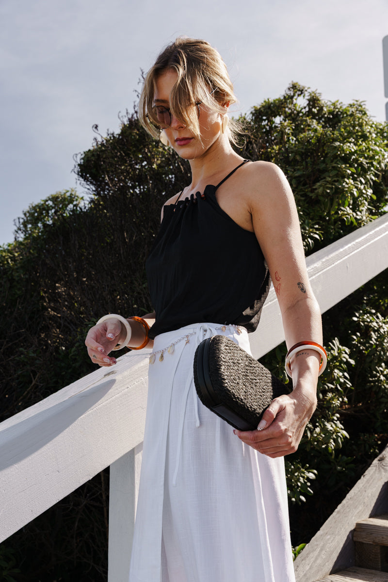 Josephine Sleeveless Pleated Top Black