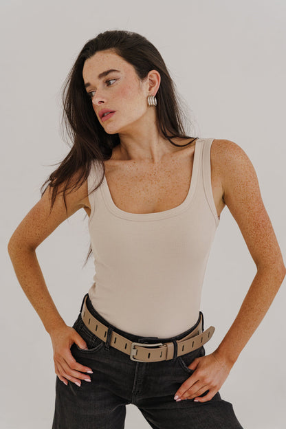 Kathleen Sleeveless Tank Top Taupe