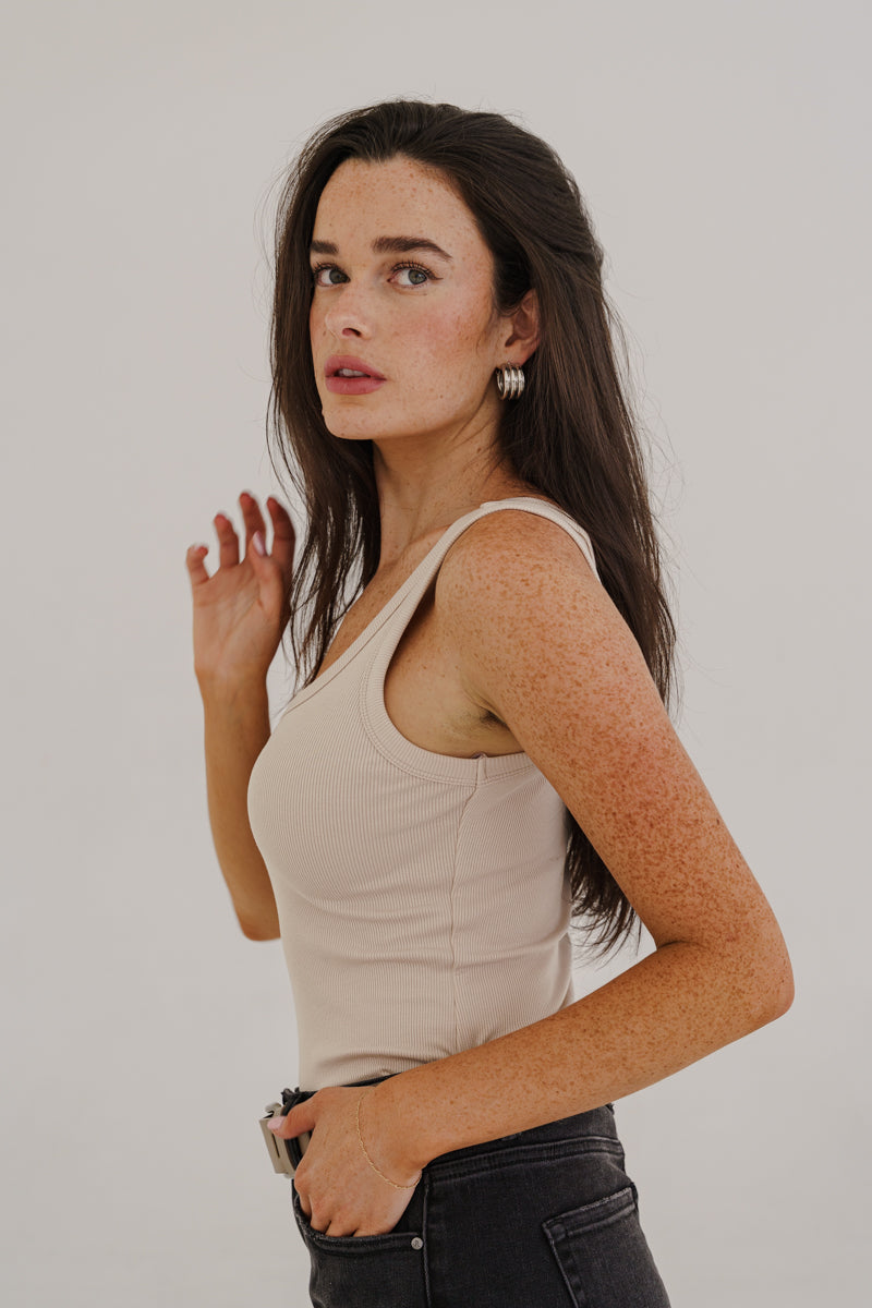 Kathleen Sleeveless Tank Top Taupe