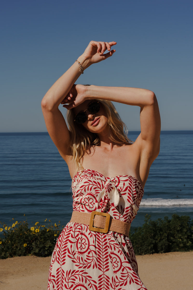 Gracen Sleeveless Back Tie Abstract Print Wide Leg Jumpsuit Ivory