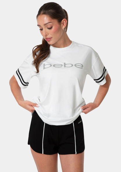 Curved Hem Active Top With Glitter Logo