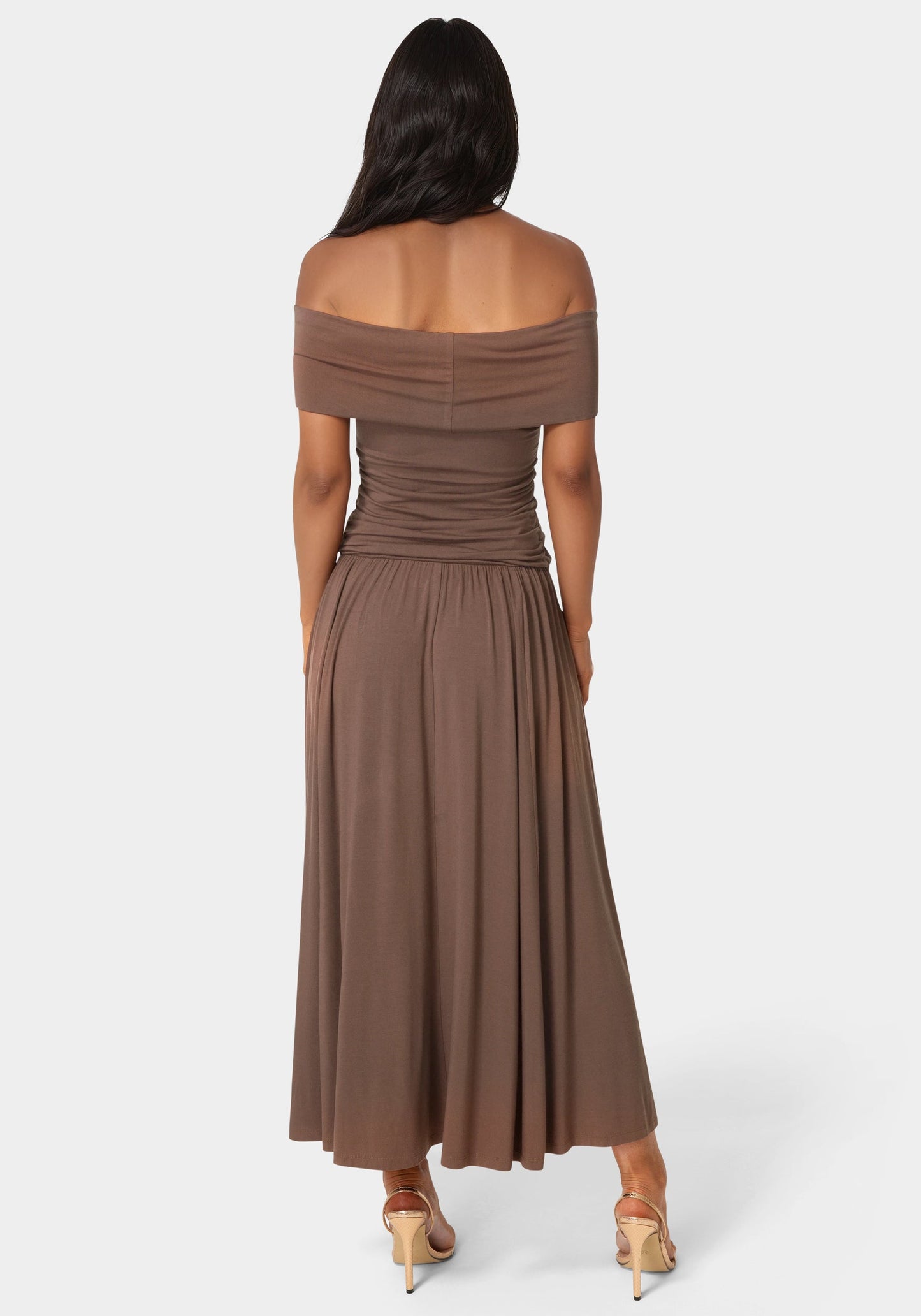 Off the Shoulder Drop Waist Maxi Dress