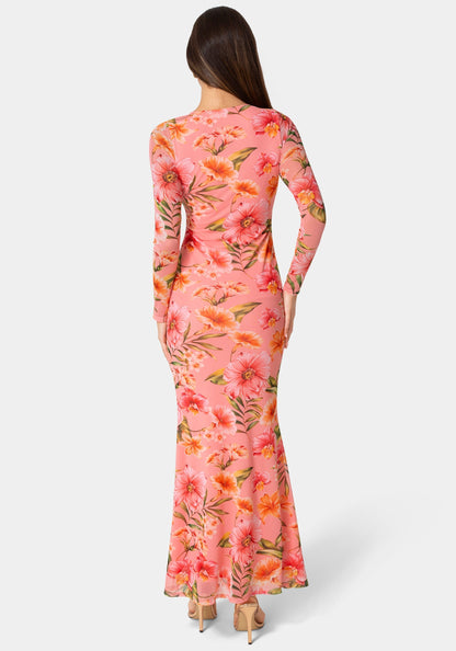 Long Sleeve Mesh Maxi Dress