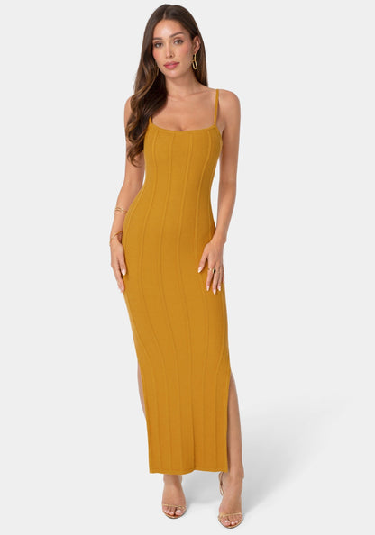 Knit Square Neck Bodycon Maxi Dress