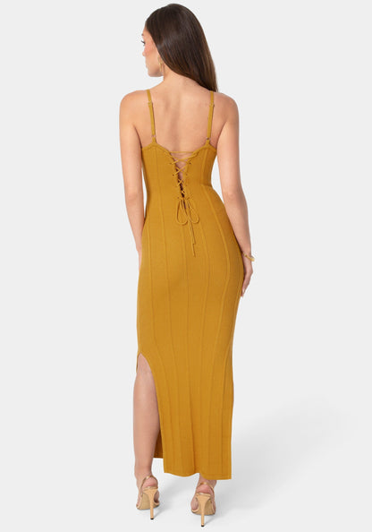 Knit Square Neck Bodycon Maxi Dress