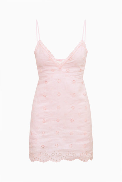 Becklyn Eyelet Linen Mini Dress - ROSE DRIFT