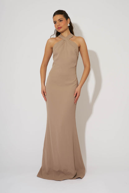 Cross Halter Neck Maxi Dress