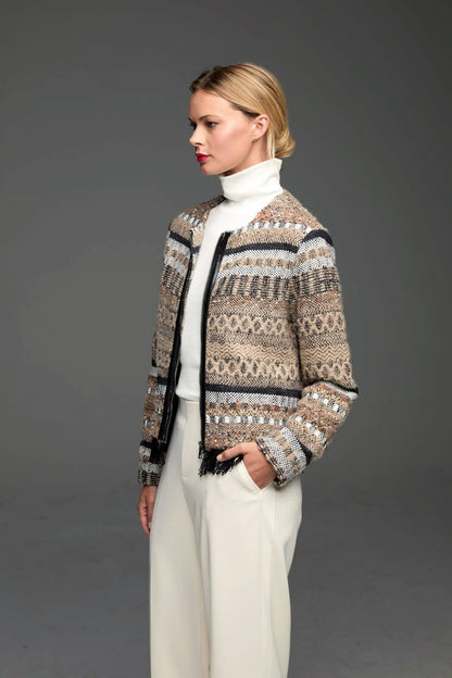 Gold Label Knit Weaving Trimmed Jacket