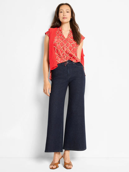 Squiggle Check Cap Sleeve Top