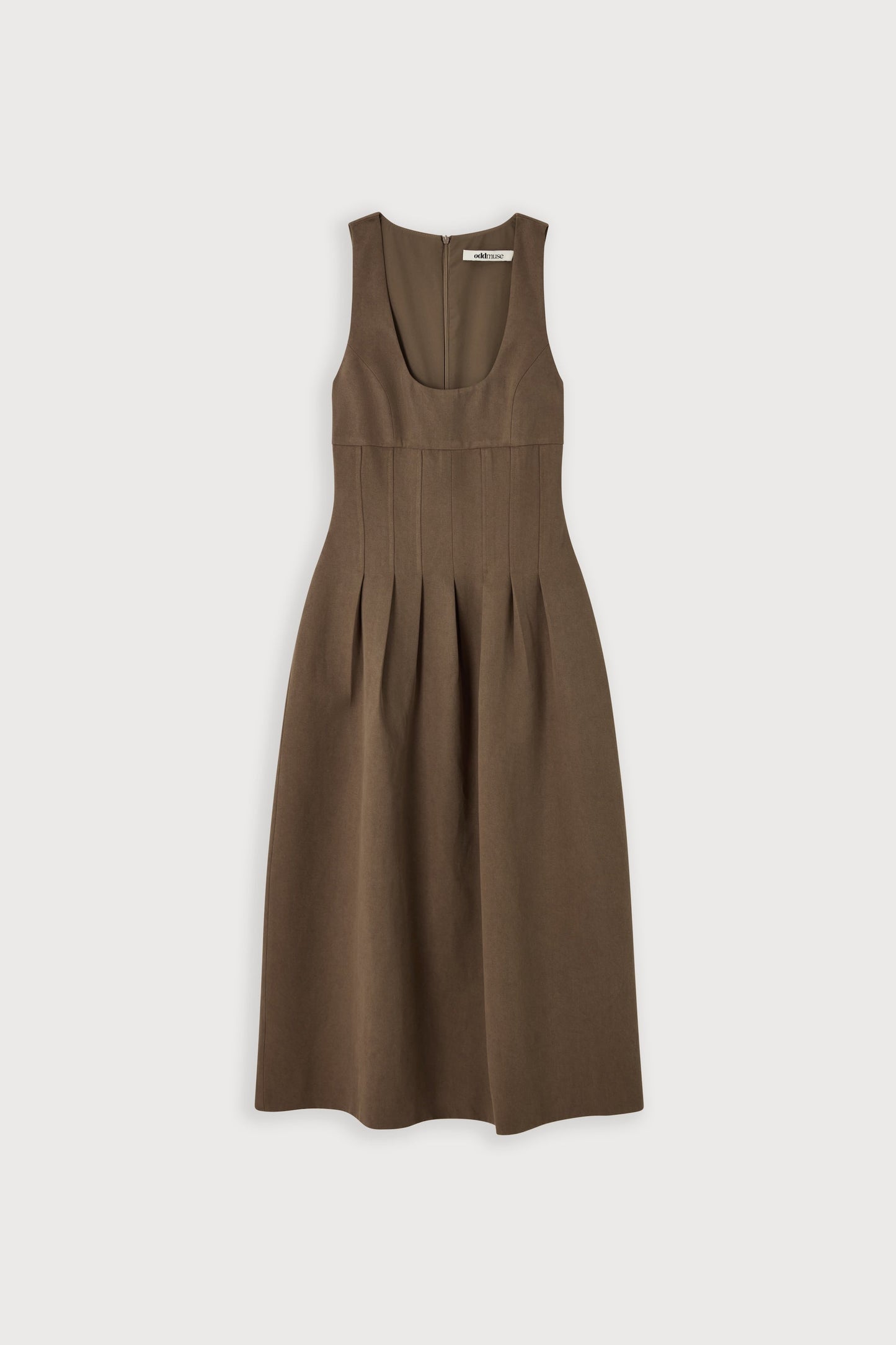 Cotton Mix Cinched Midi Dress