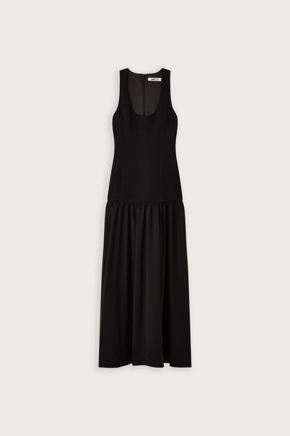 Cotton Mix Dropped Waist Maxi Dress