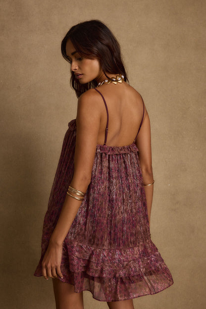 Golden Hour Raspberry Ruffle Mini Dress