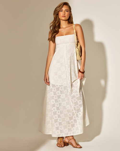 Raveena Dress - Eyelet Cream