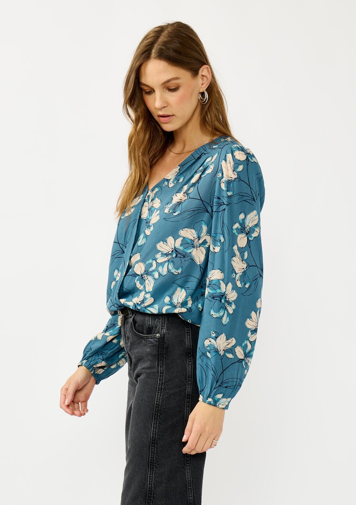Trailing Blossom Surplice Top