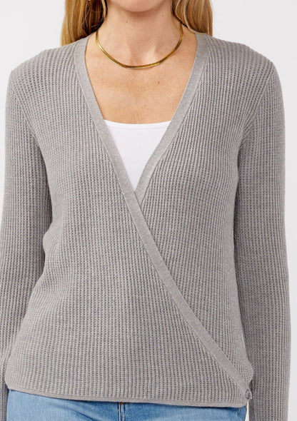 Casey Waffle Knit Wrap Sweater