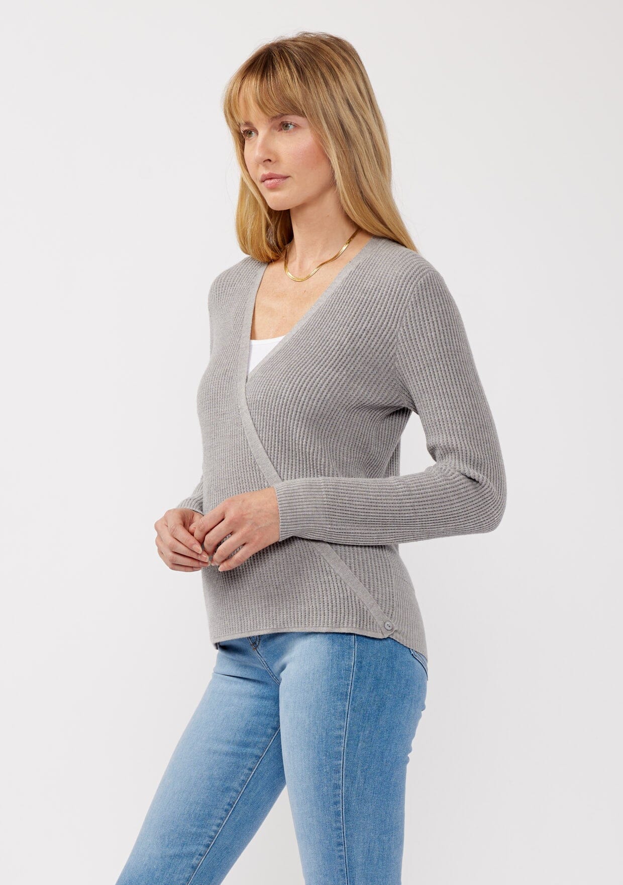 Casey Waffle Knit Wrap Sweater