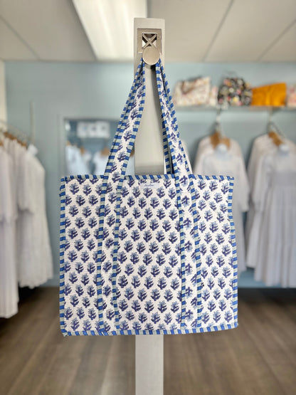 Blue Quilted Temple Bag