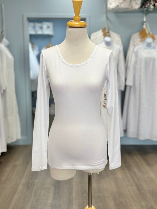 Long Sleeve White Tee-Available in Small