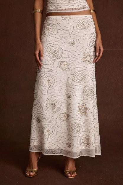Julia White Beaded Maxi Skirt