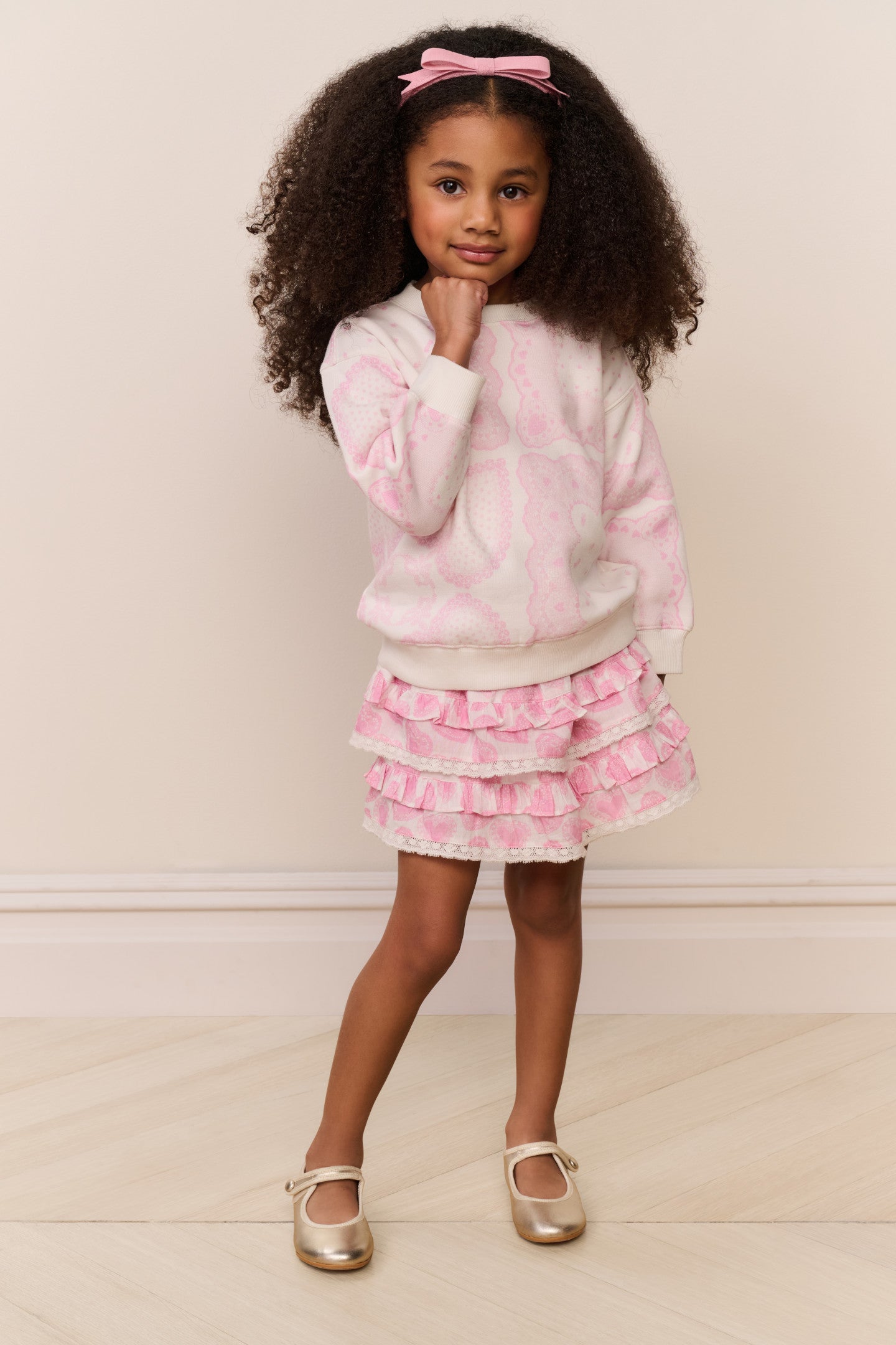 Little Girls Mini Leila Heart Print Pullover