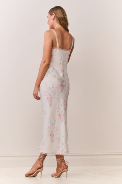 Kalo Floral Bow Print Slip Skirt